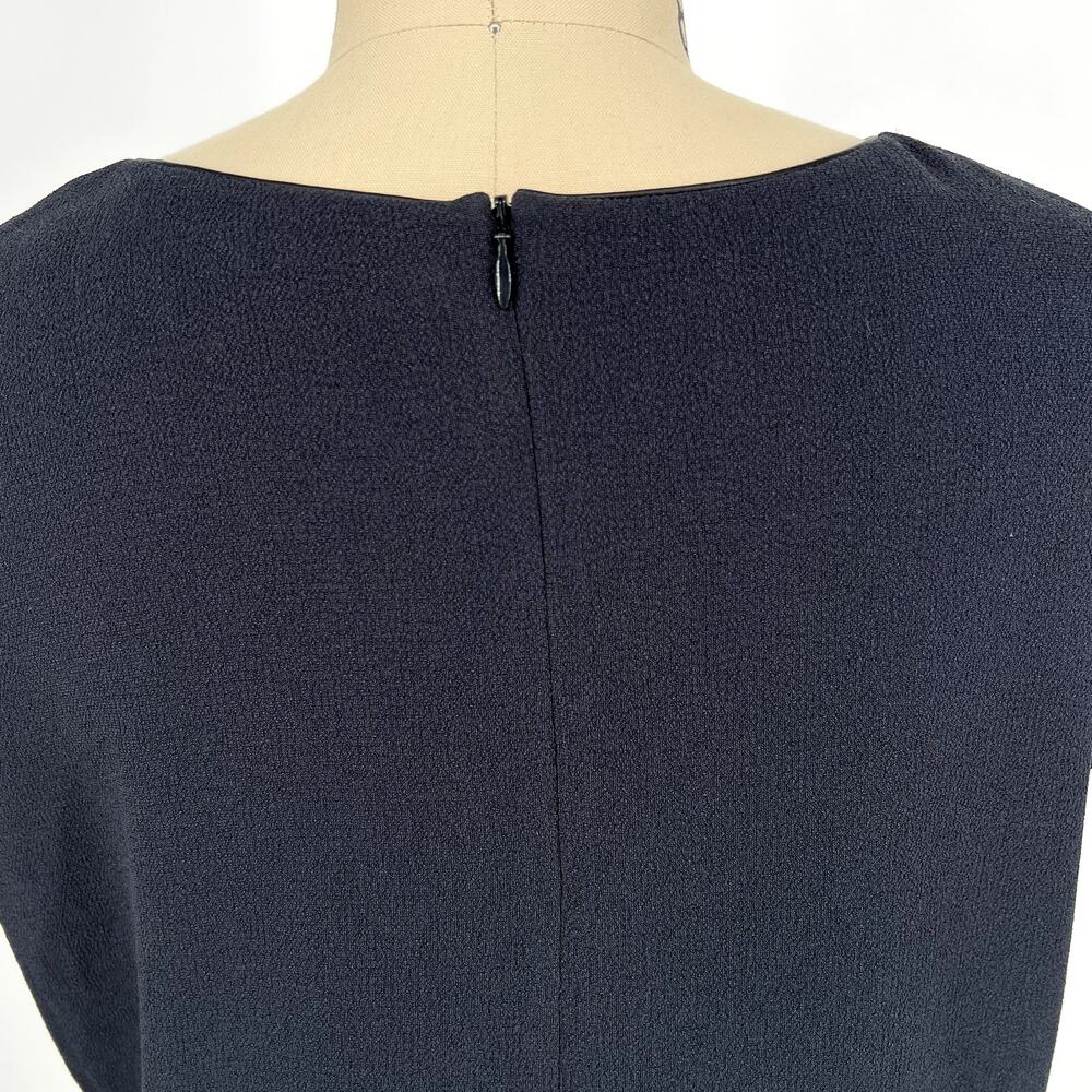 Vince Leather Piped Crepe Shift Mini Tunic Dress size Medium Charcoal Black - Picture 13 of 15